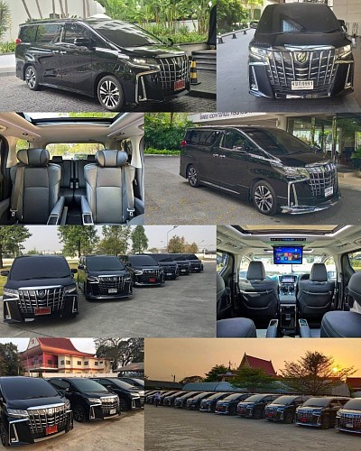 charter a van alphard City, in Bangkok, 9,500 baht per day, including fuel, including Luang Por Expressway, parking for 1 day, 10 hours, more than 10 hours, 500 baht per hour.