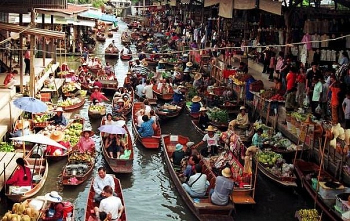 Package Bangkok day tour DamnoenSaduak floating market Elephant riding, Drive ATV  Pictures with tigers Bubble Cafe